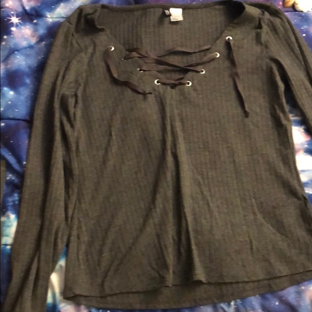 Long sleeve ribbon mid shirt